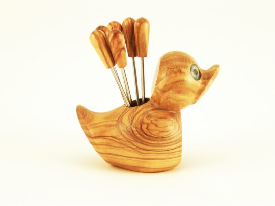 Olive Wood Duck Pick Holder.