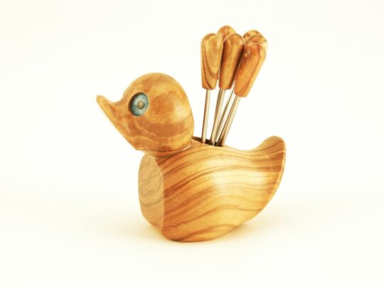 Olive Wood Duck Pick Holder.