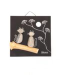 Beach Pebble Frame with Cats on a Branch.