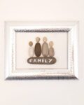 Beach Pebble Frame with Family of four in silver color frame.