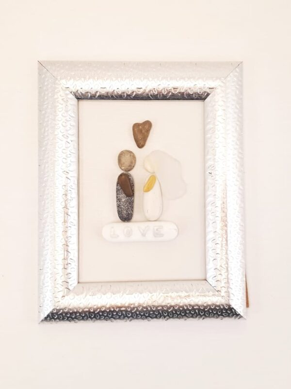 Beach Pebble Frame with "Wedding" theme in silver color frame.