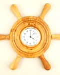 Olivewood Nautical Ship Wheel Wall Clock